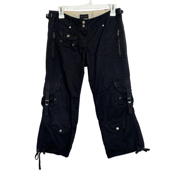 VTG Y2K Low Rise Cropped Baggy Cargo Capris Size 2 Zippers Grunge Emo Goth - Picture 1 of 9